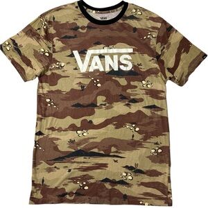 Vans Camo T Shirt Men’s Large Desert Camouflage Big Logo Graphic Tee